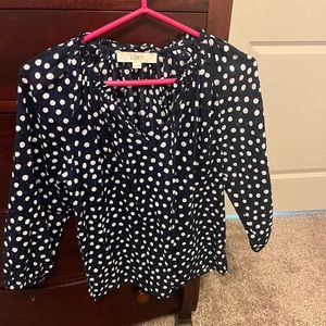 Loft XS Blouse Navy and White